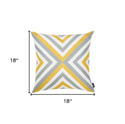 18" Gray and White Fabrc Throw Pillow Cover