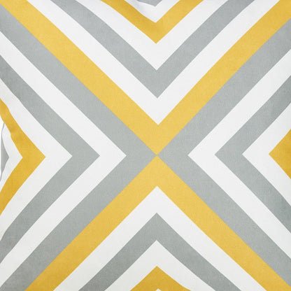 18" Gray and White Fabrc Throw Pillow Cover