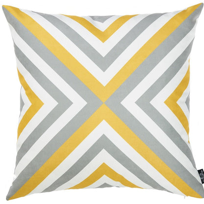 18" Gray and White Fabrc Throw Pillow Cover
