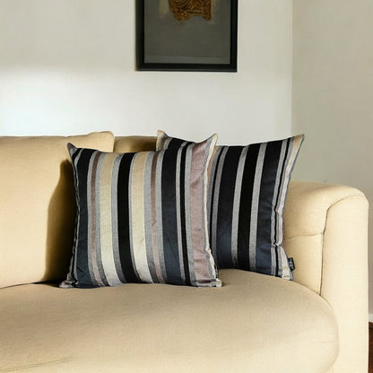 Set Of 2 Midnight Variegated Stripe Decorative Pillow Covers