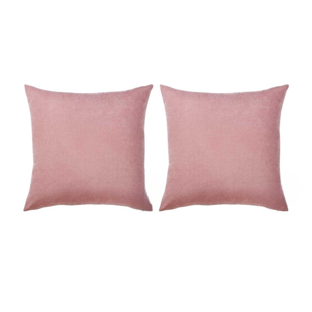 Set Of 2 Light Pink Brushed Twill Decorative Throw Pillow Covers