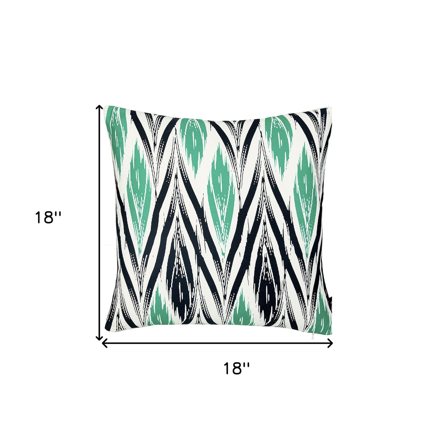 18" Black and Green Ikat Throw Pillow Cover