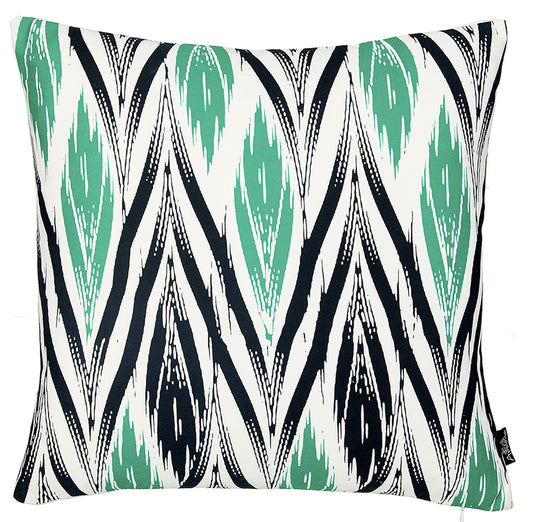 18" Green and White Throw Pillow Cover