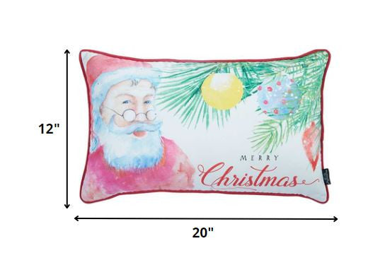 12" X 20" Red and White Christmas Polyester Pillow Cover