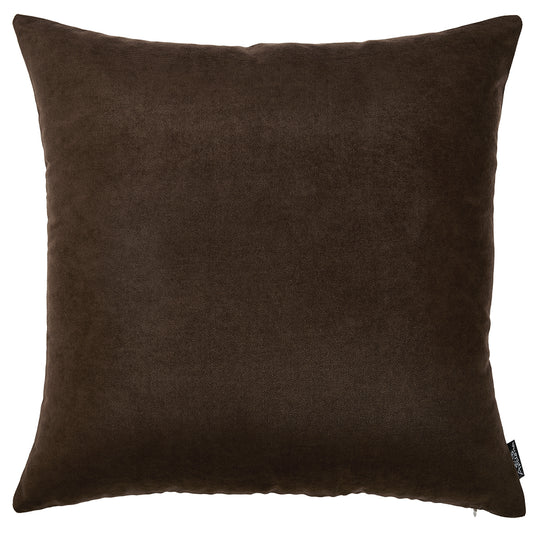 Set Of Two 18 X 18 Brown Solid Color Zippered Polyester Throw Pillow Cover