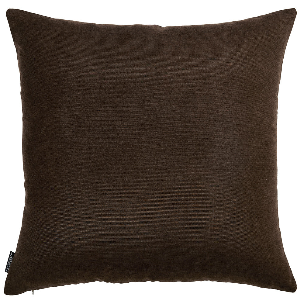 Set Of Two 18 X 18 Brown Solid Color Zippered Polyester Throw Pillow Cover