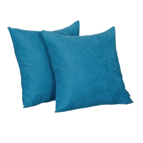 Set Of 2 Teal Blue Brushed Twill Decorative Throw Pillow Covers