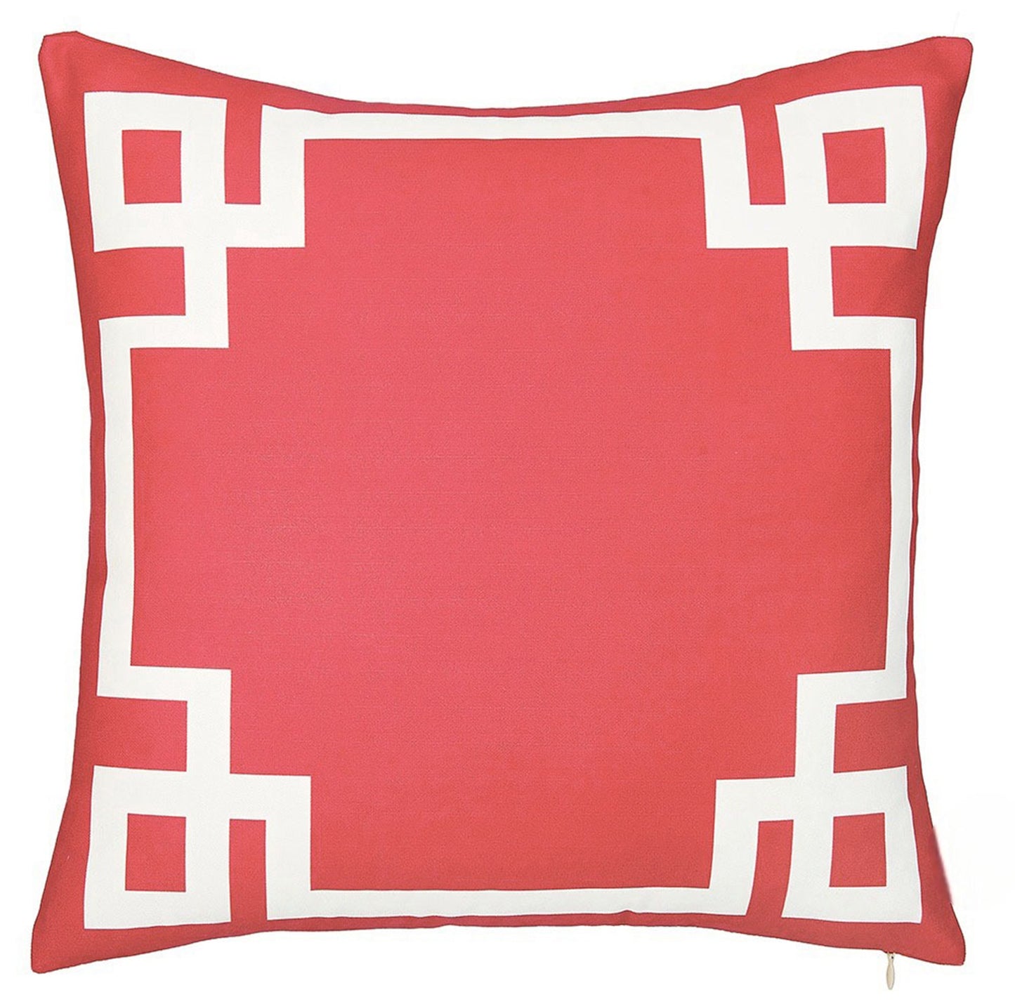 18" Red and White Geometric Throw Pillow Cover