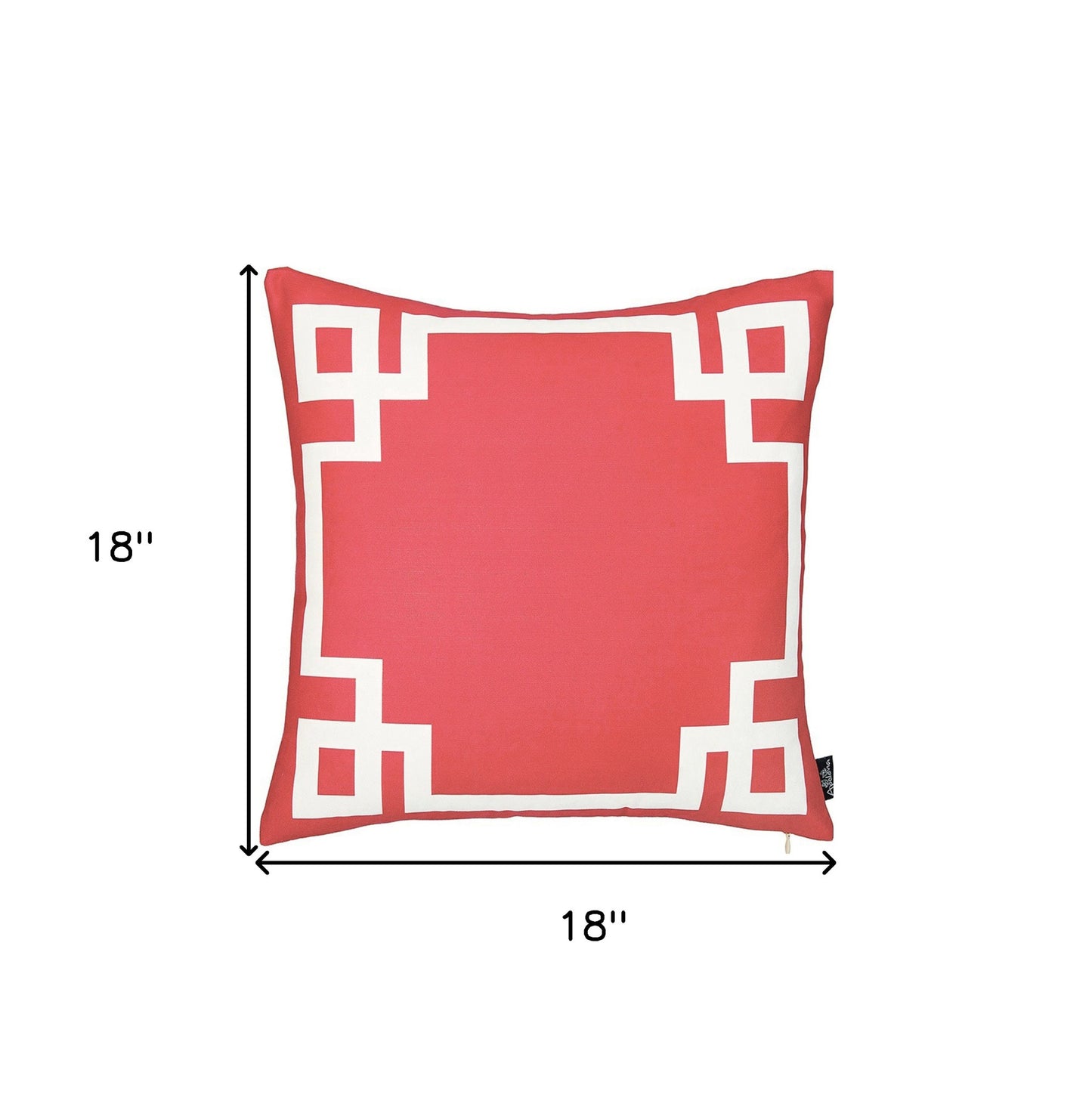 18" Red and White Geometric Throw Pillow Cover