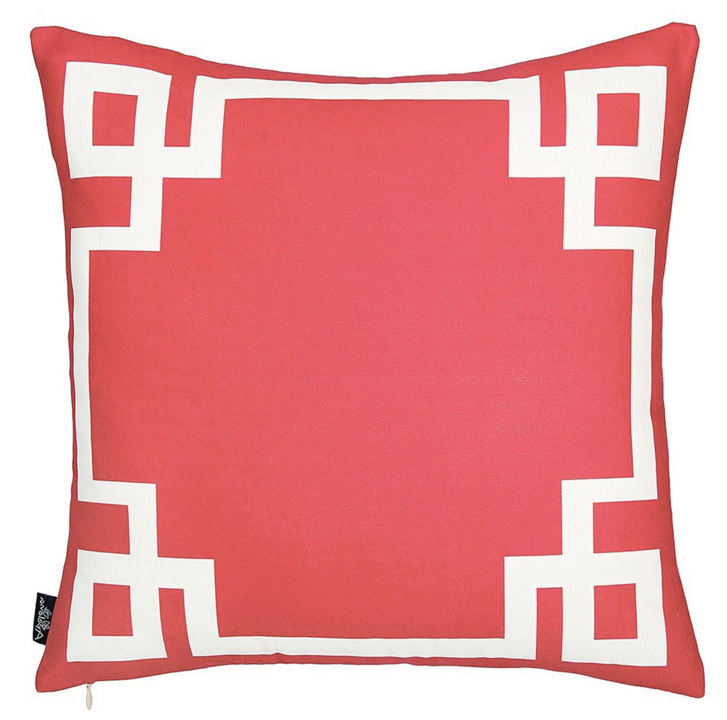 Square Red And White Geometric Decorative Throw Pillow Cover