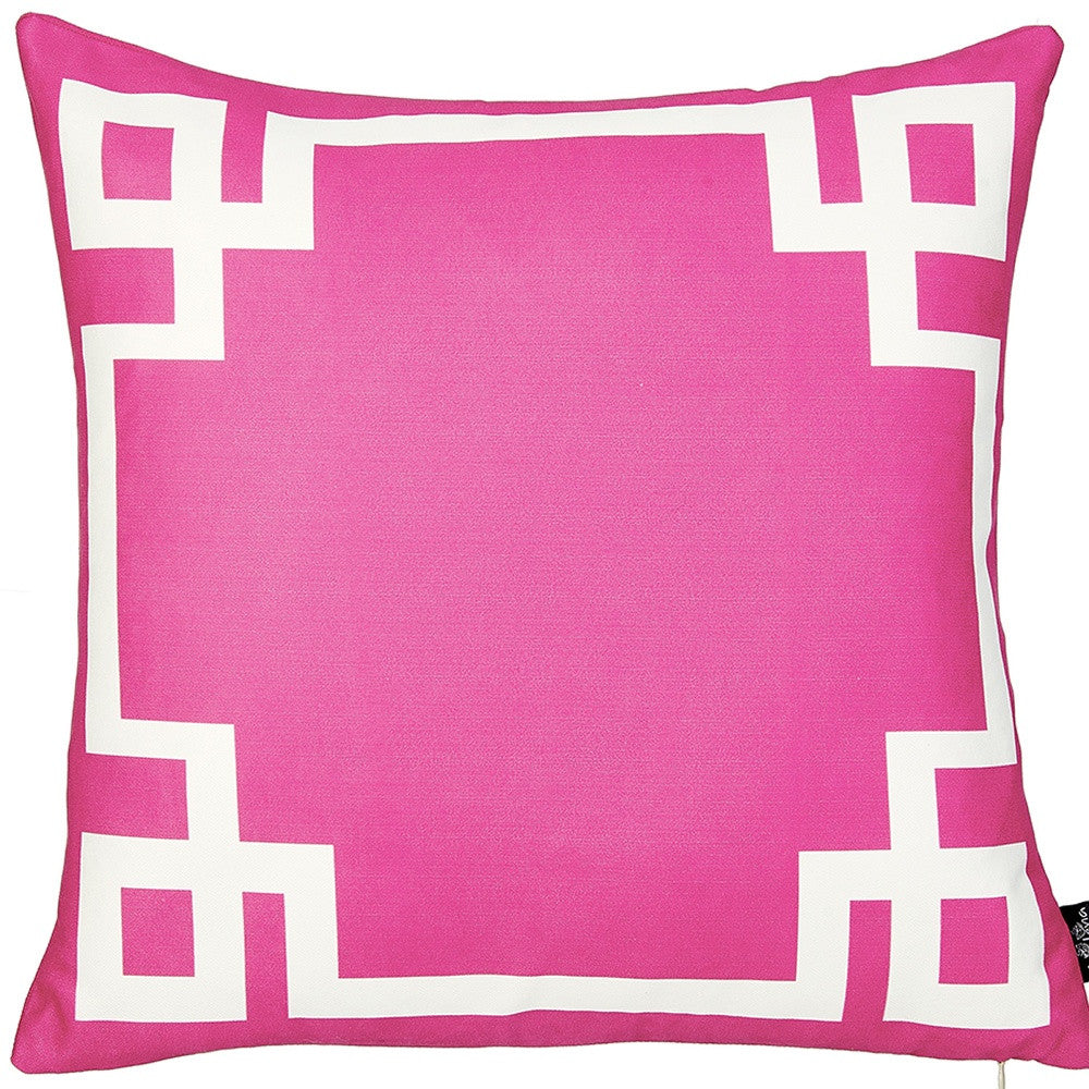 Bright Pink And White Geometric Decorative Throw Pillow Cover