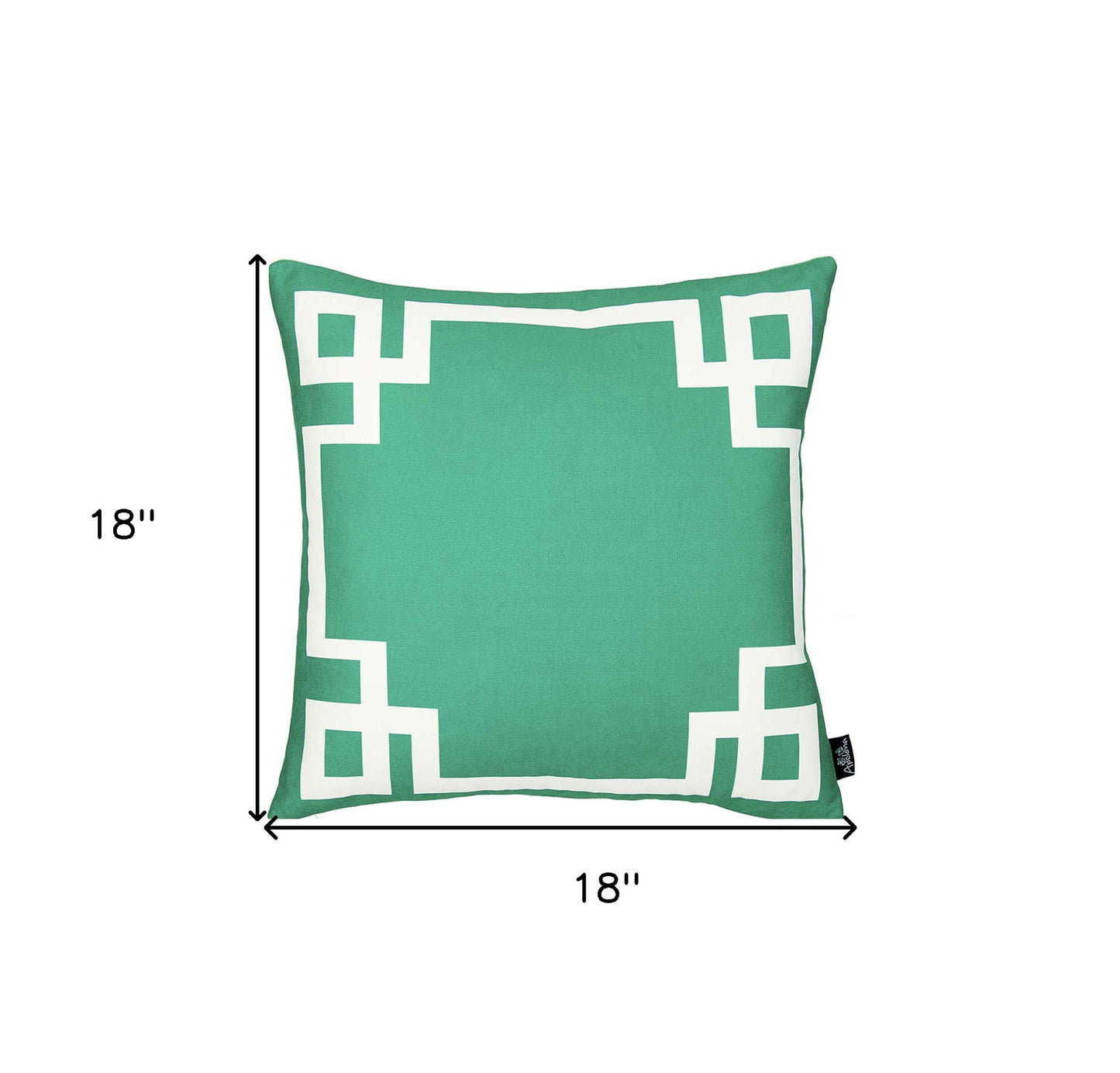 18" Green and White Geometric Throw Pillow Cover