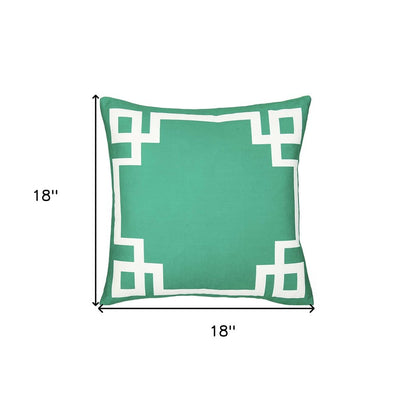 18" Green and White Geometric Throw Pillow Cover