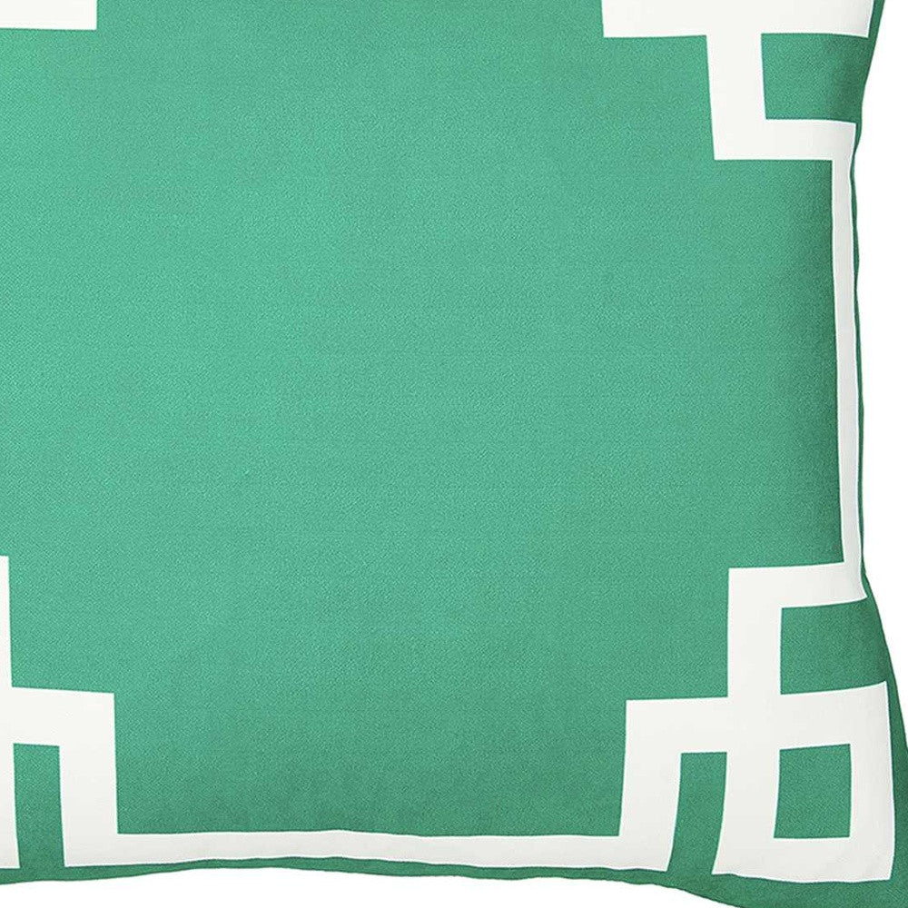 18" Green and White Geometric Throw Pillow Cover