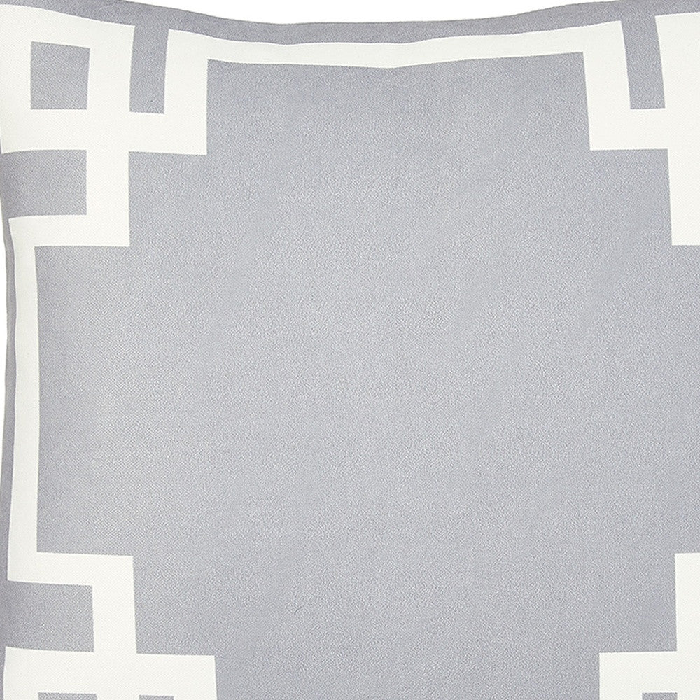 18" Light Grey And White Geometric Decorative Throw Pillow Cover