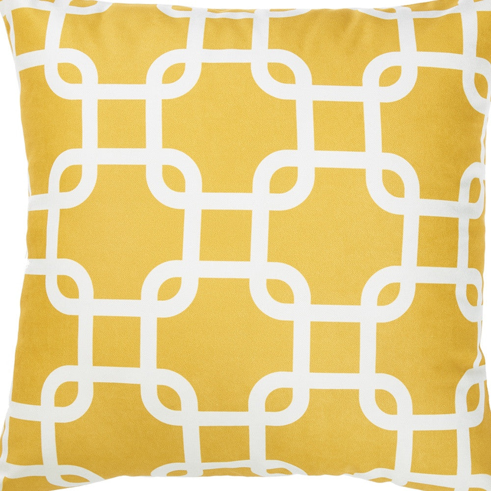 Yellow And White Lattice Decorative Throw Pillow Cover