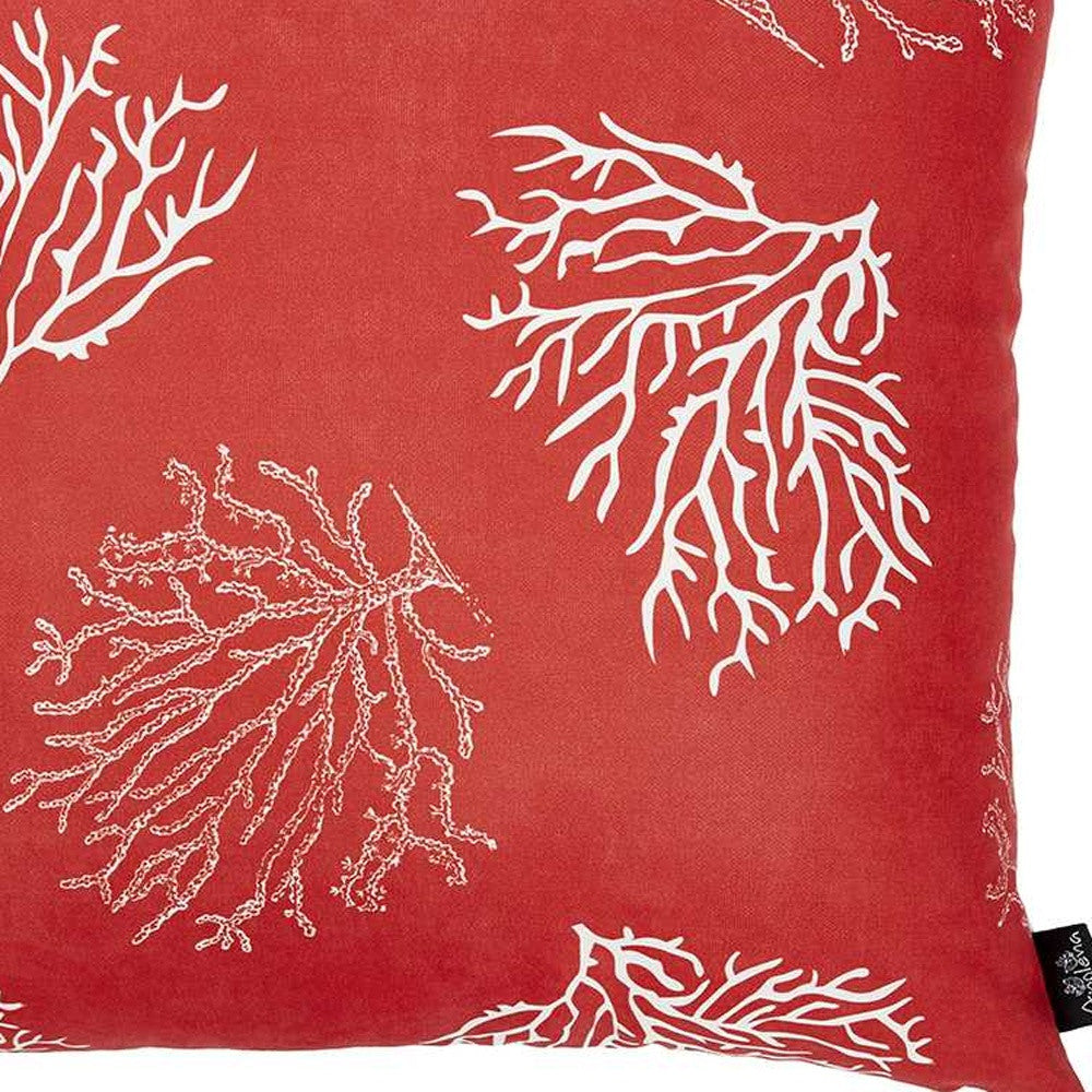 18" Square Red Coral Reef Decorative Throw Pillow Cover