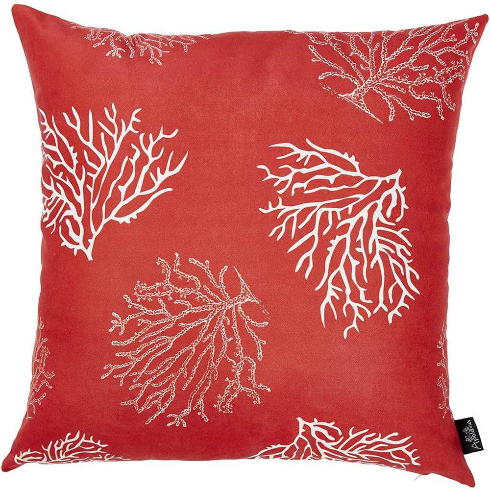 18" Square Red Coral Reef Decorative Throw Pillow Cover