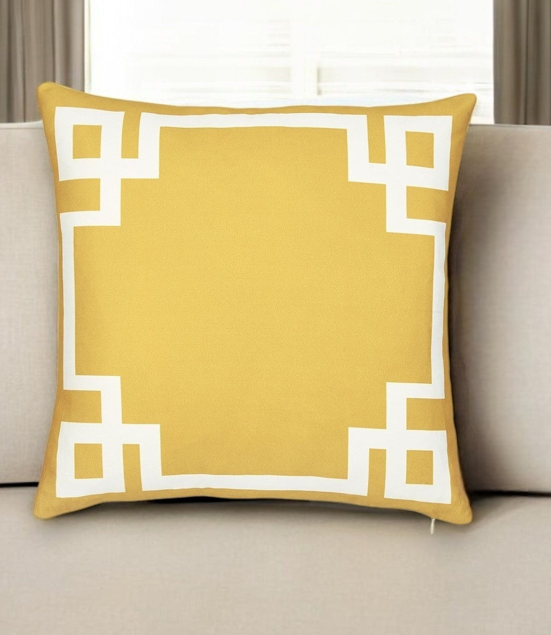 18" Yellow and White Throw Pillow Cover