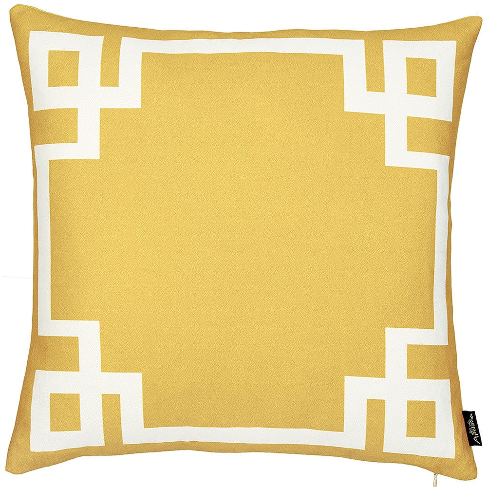Yellow And White Geometric Decorative Throw Pillow Cover