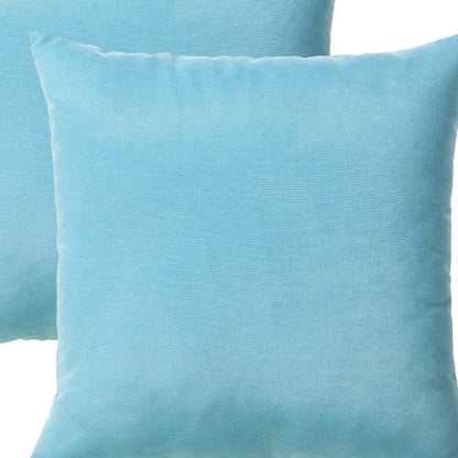 Set of Two 18" Aqua Blue Fabric Throw Pillow Covers