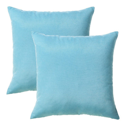 Set of Two 18" Aqua Blue Fabric Throw Pillow Covers