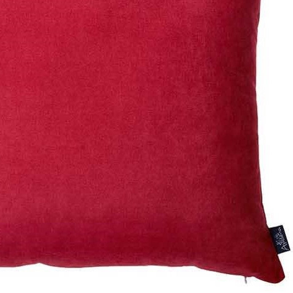 Set Of 2 Red Brushed Twill Decorative Throw Pillow Covers