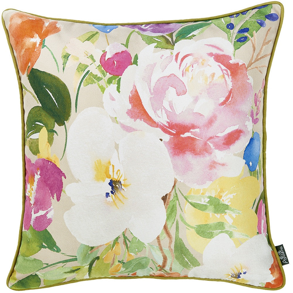 Watercolor Bouquet Decorative Throw Pillow Cover