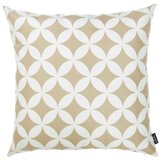 18" Taupe and White Throw Pillow Cover