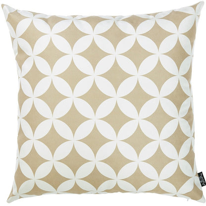 18" Taupe and White Fabrc Throw Pillow Cover