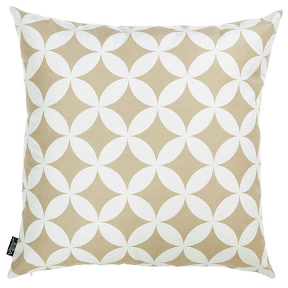 18" Taupe and White Fabrc Throw Pillow Cover