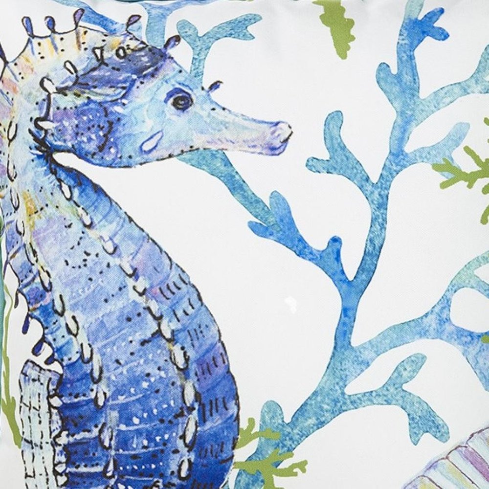 18" Blue And White Fabric Throw Pillow Cover