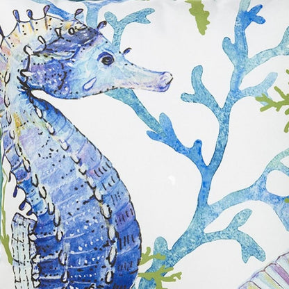 18" Blue And White Fabric Throw Pillow Cover