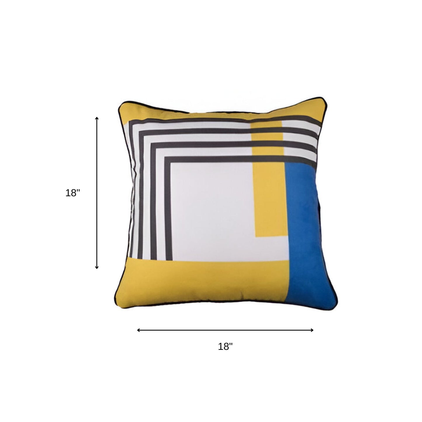 18" Yellow and White Abstract Throw Pillow Cover