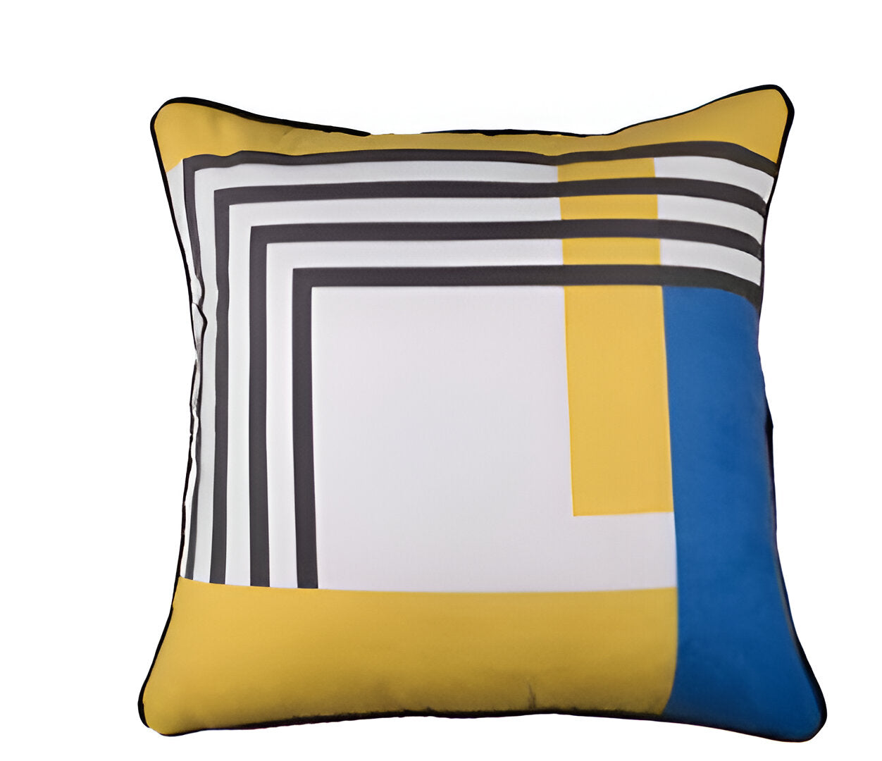 18" Yellow and White Abstract Throw Pillow Cover