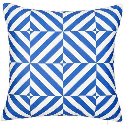 18" Blue And White Fabric Throw Pillow Cover