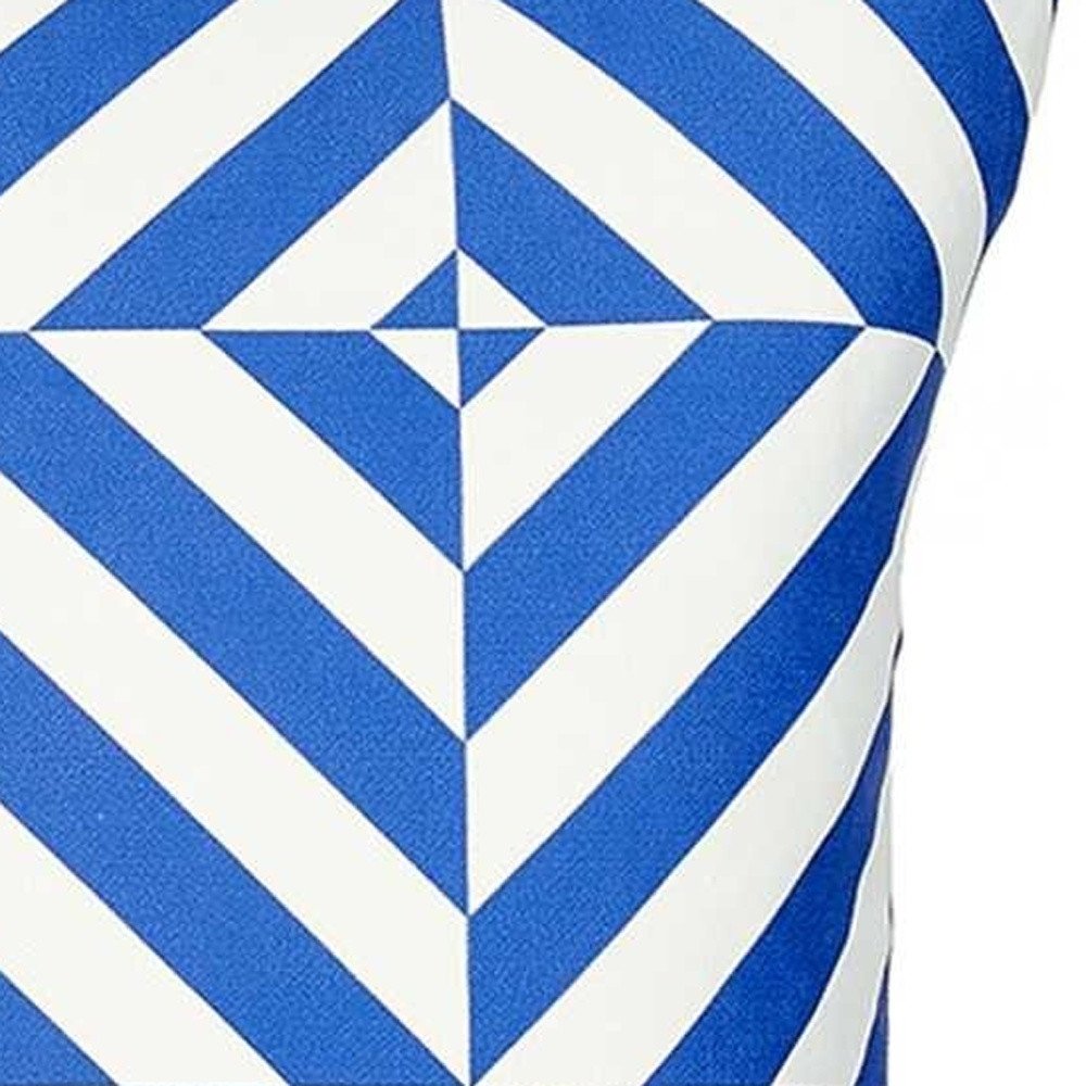 18" Blue And White Fabric Throw Pillow Cover