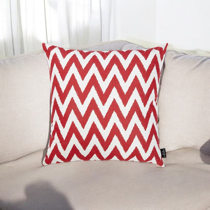 18"X18" Red Nautical Chevron Decorative Throw Pillow Cover Printed