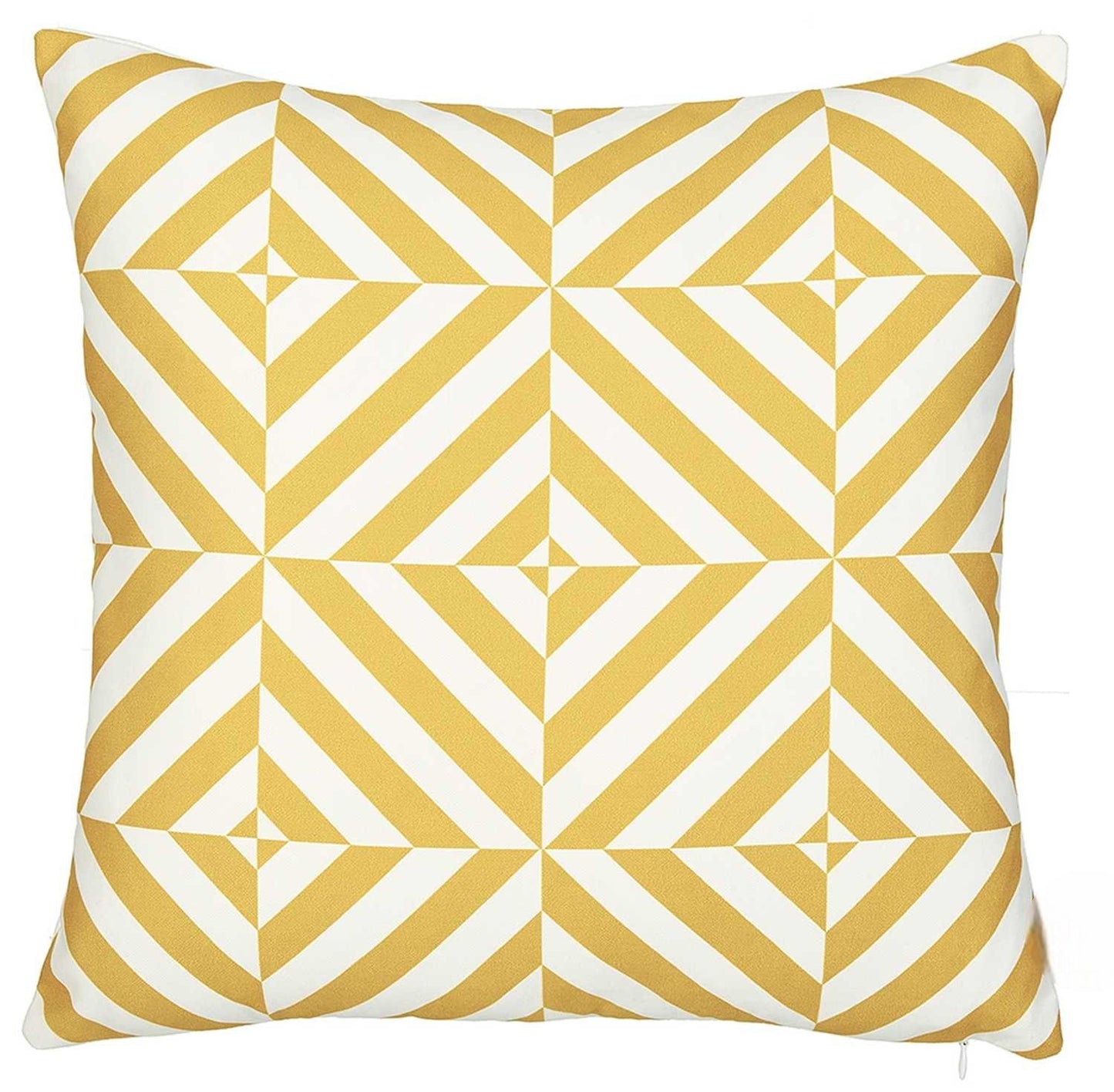 18" Yellow and White Throw Pillow Cover