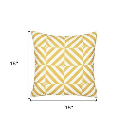 18" Yellow and White Throw Pillow Cover