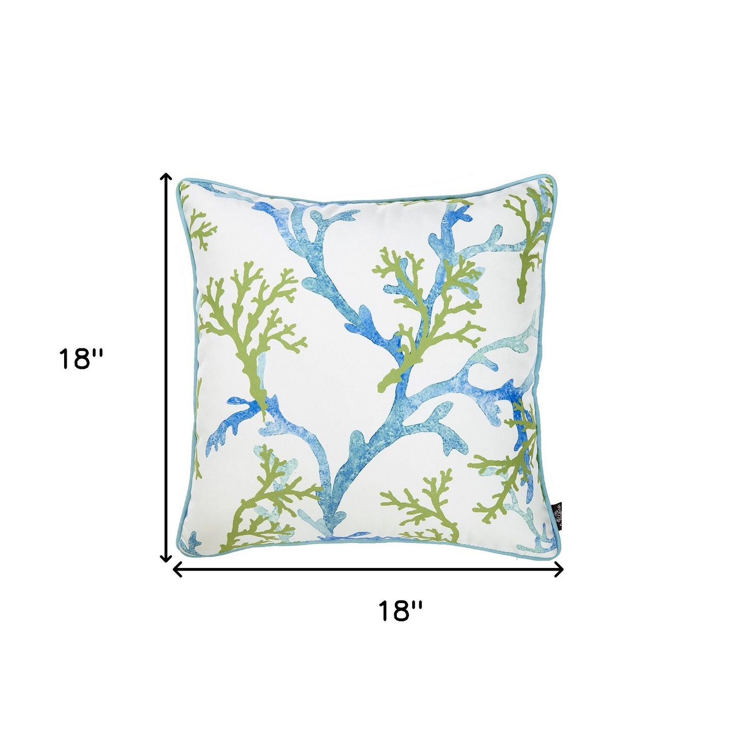 18" White Blue And Green Coral Decorative Throw Pillow Cover