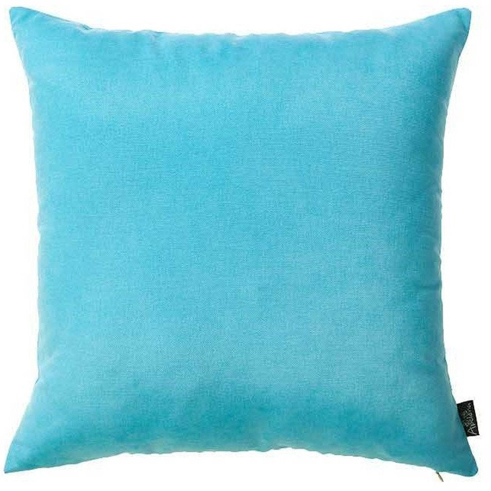 Set of Two 18" Aqua Fabric Throw Pillow Covers