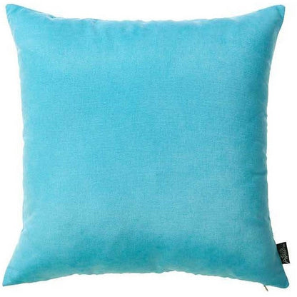 Set of Two 18" Aqua Fabric Throw Pillow Covers
