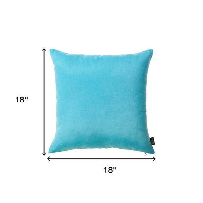 Set of Two 18" Aqua Fabric Throw Pillow Covers