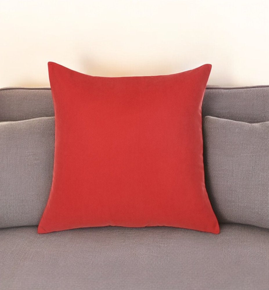 18" Red and Gold Fabrc Throw Pillow Cover