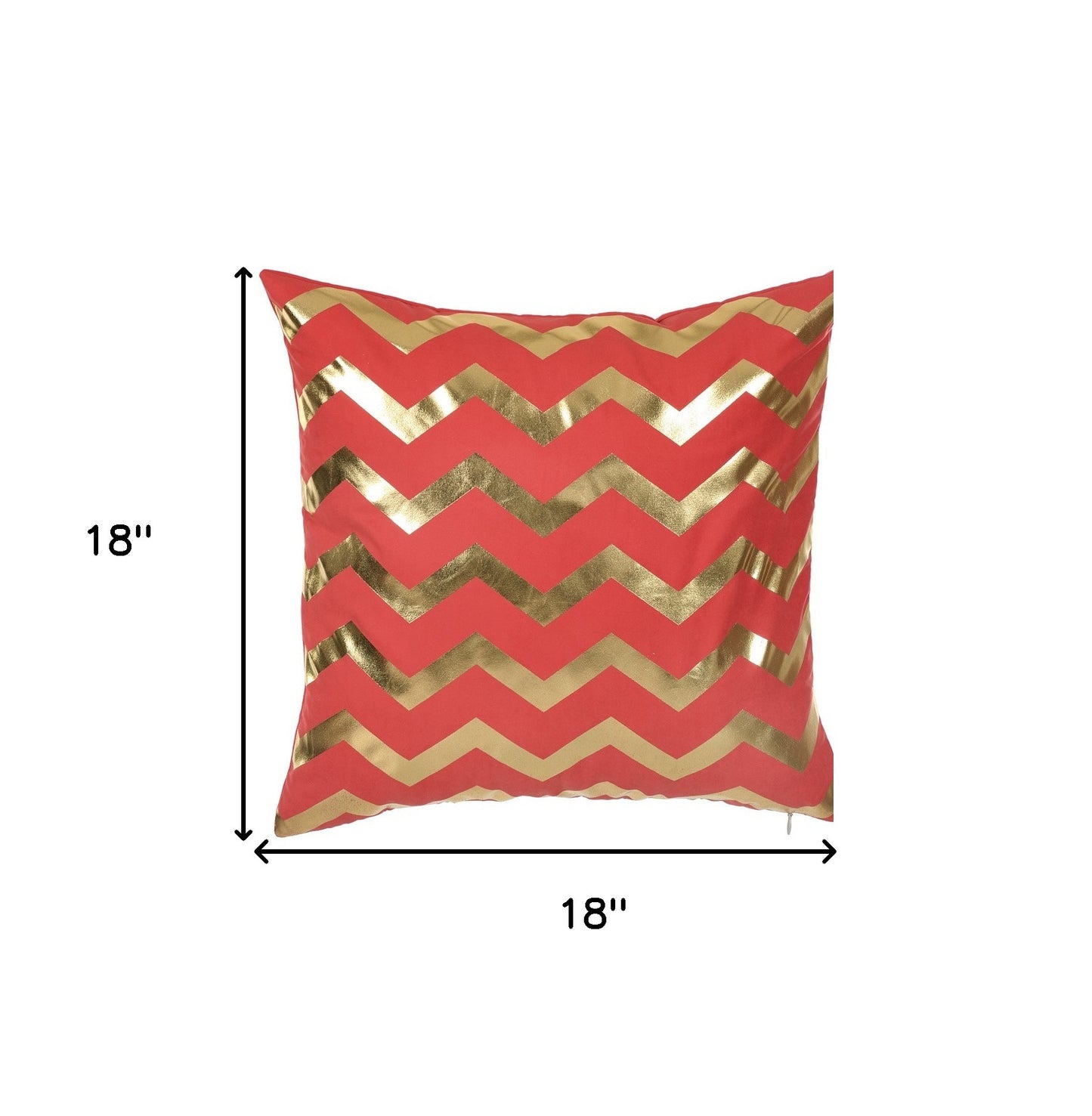 Gold And Red Chevron Decorative Throw Pillow Cover