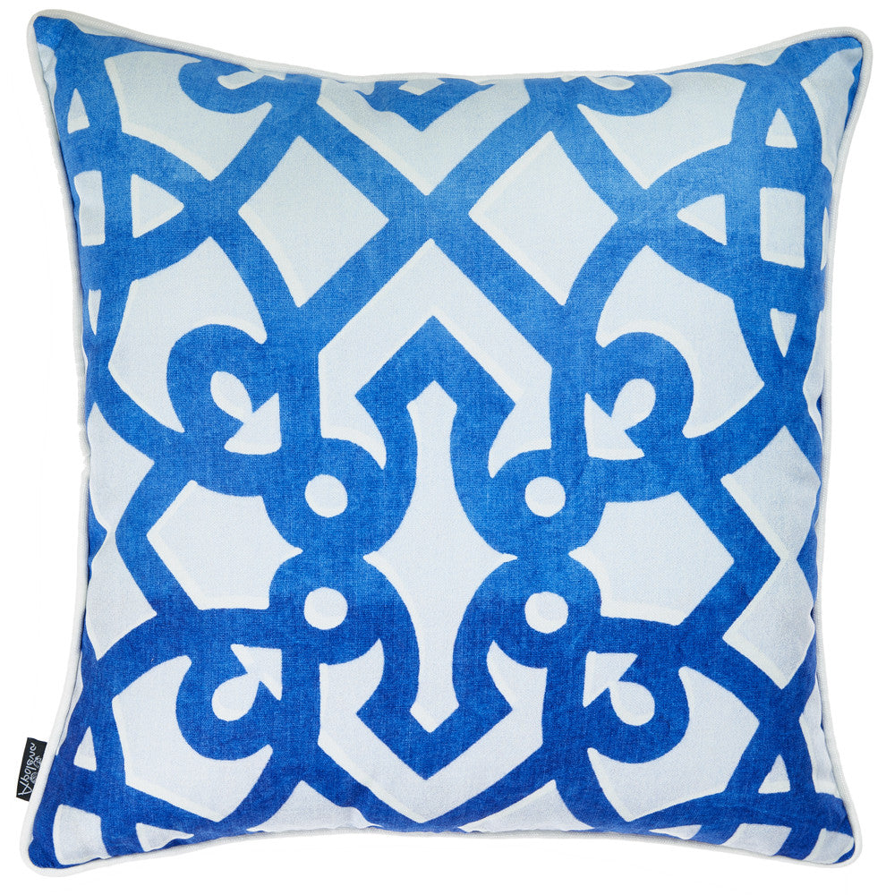 Blue Trellis Decorative Throw Pillow Cover Printed