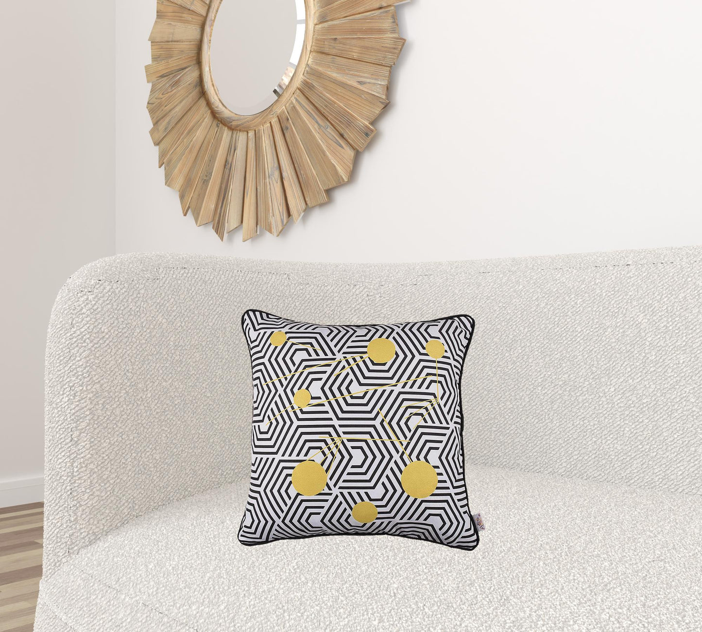 18"X18" Scandi Square Geo Printed Decorative Throw Pillow Cover