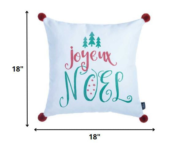 Joyeux Noel Square Printed Decorative Throw Pillow Cover