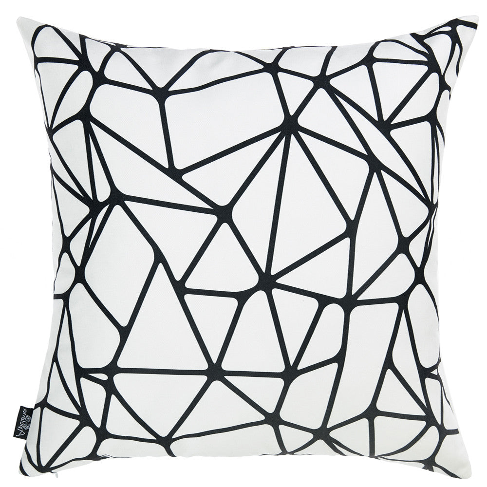 18" X 18" Black and White Polyester Pillow Cover